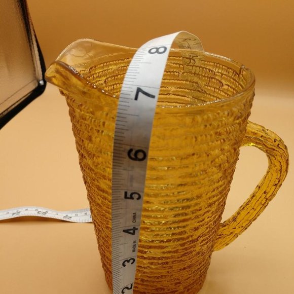 Vintage Anchor Hocking Soreno Glass Juice Pitcher Amber Honey Gold Textured - Picture 4 of 5